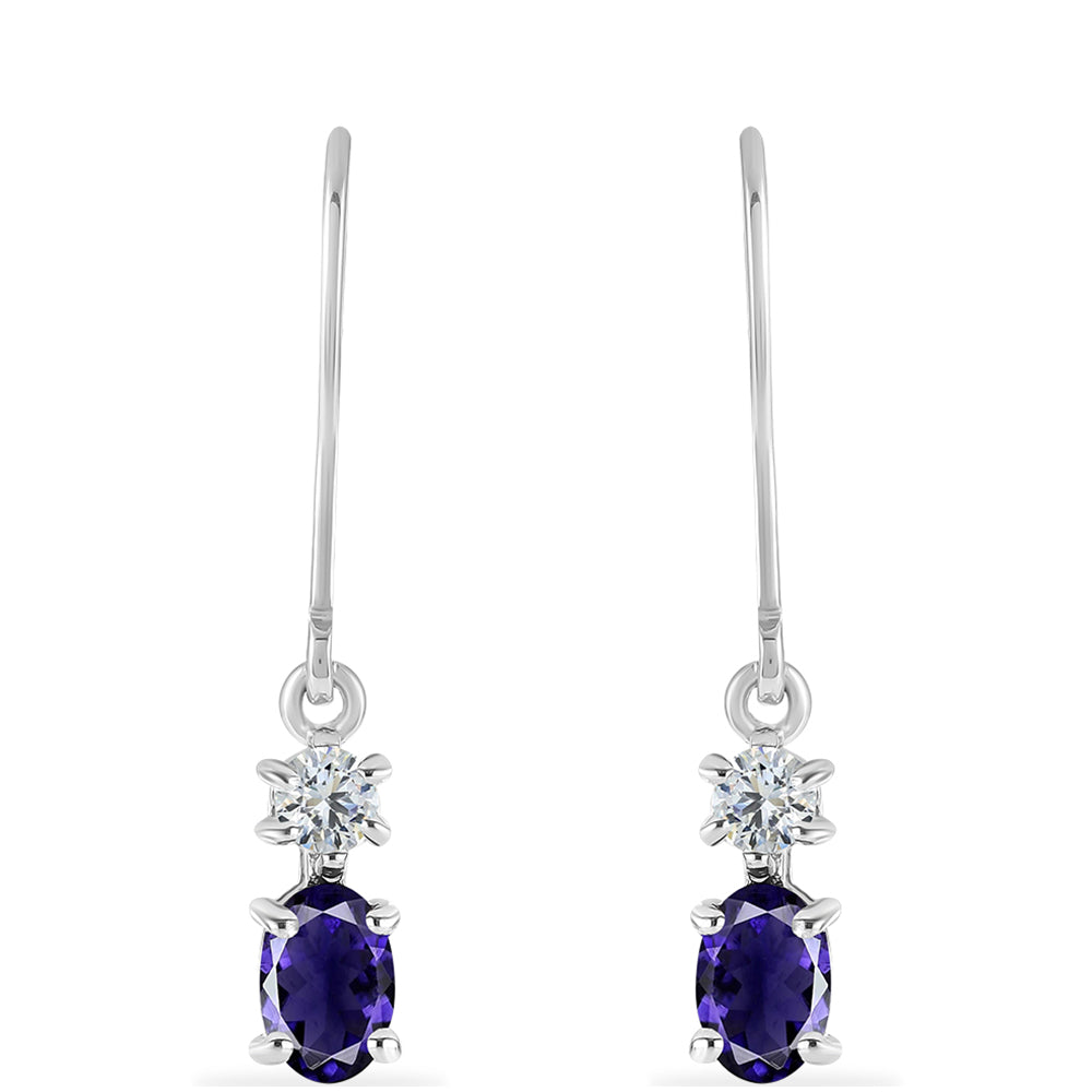 Silberohrringe mit Iolith und weißem Topas