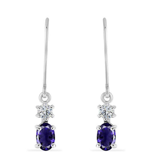 Silberohrringe mit Iolith und weißem Topas