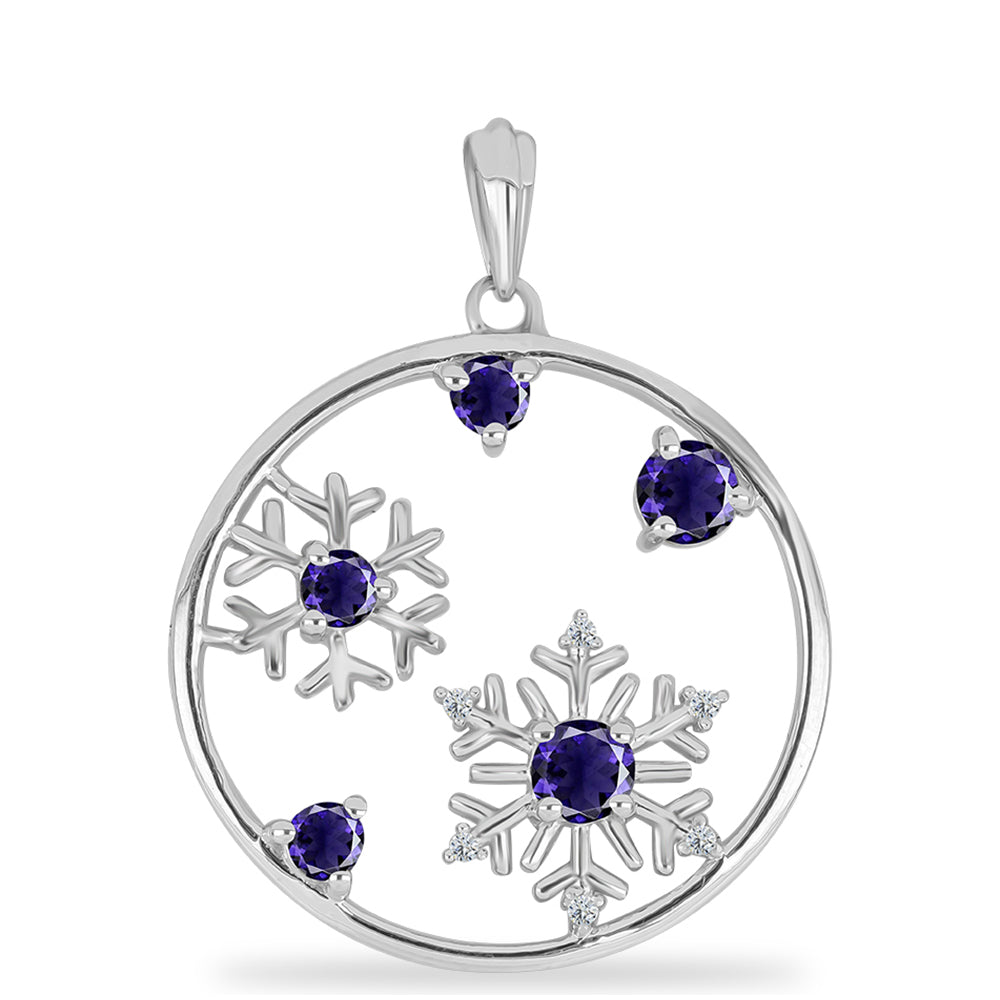 Silberanhänger mit Iolith und weißem Topas