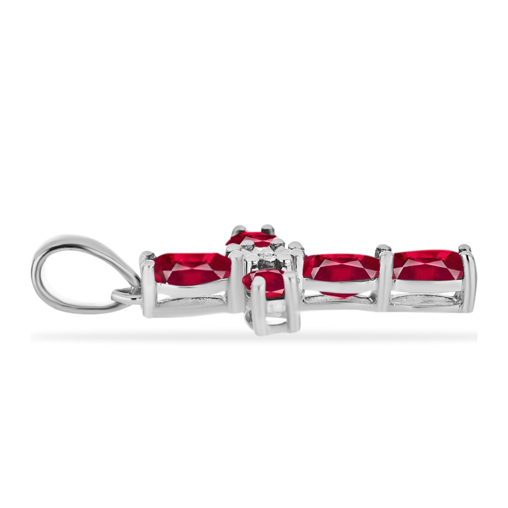 Silberanhänger mit Rubin aus Madagaskar und weißem Diamant 2 