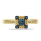 Goldplattierter Silberring mit blauem Diamant