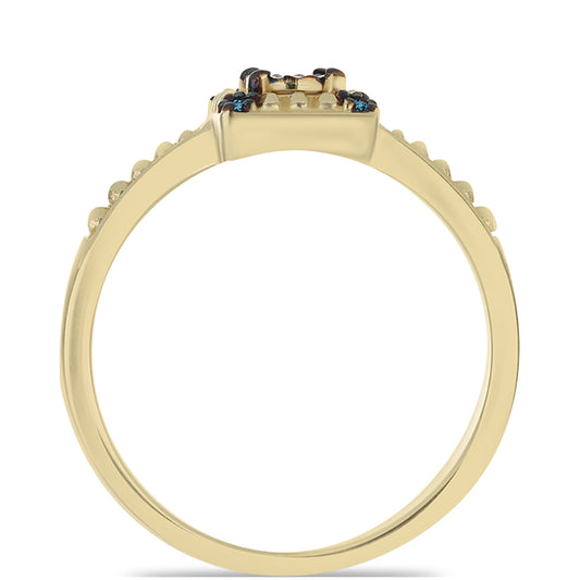 Goldplattierter Silberring mit blauem Diamant