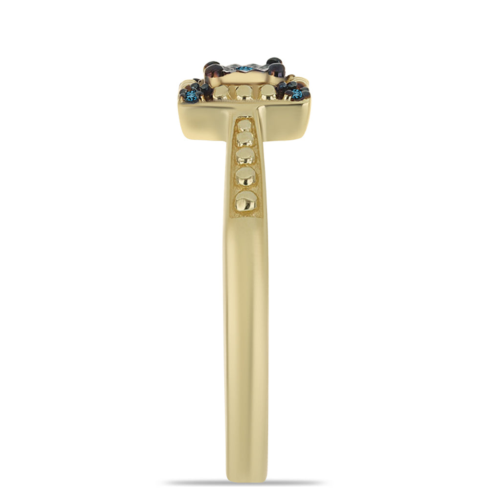 Goldplattierter Silberring mit blauem Diamant 4 