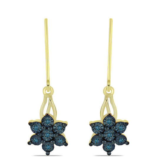 Goldplattierte Silberohrringe mit blauem Diamant