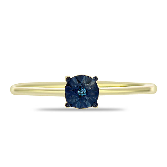 Goldplattierter Silberring mit blauem Diamant