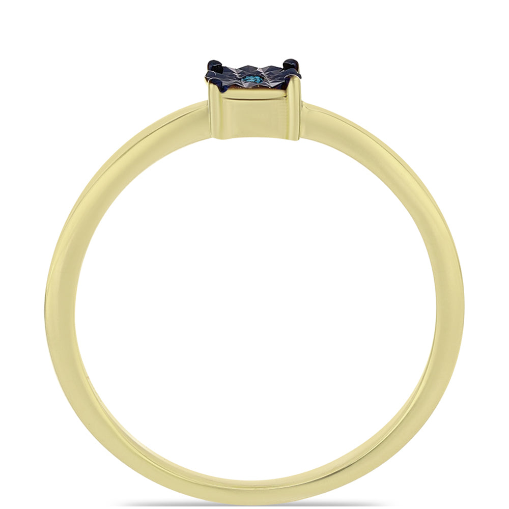 Goldplattierter Silberring mit blauem Diamant 2 