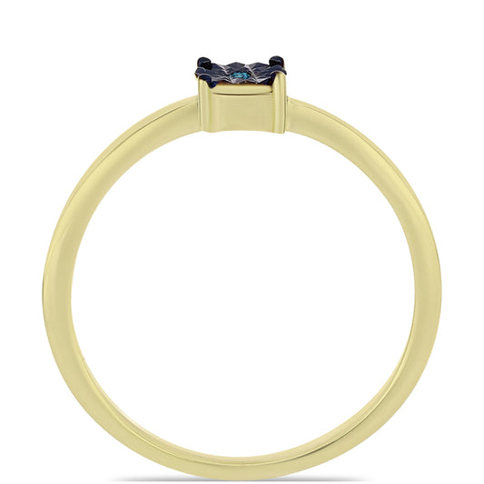 Goldplattierter Silberring mit blauem Diamant