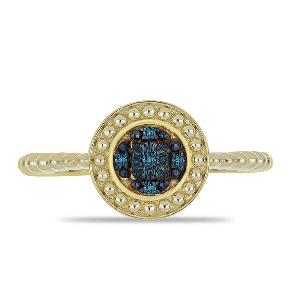Goldplattierter Silberring mit blauem Diamant 1 