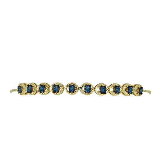Goldplattiertes Silberarmband mit blauem Diamant