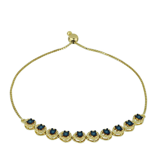 Goldplattiertes Silberarmband mit blauem Diamant