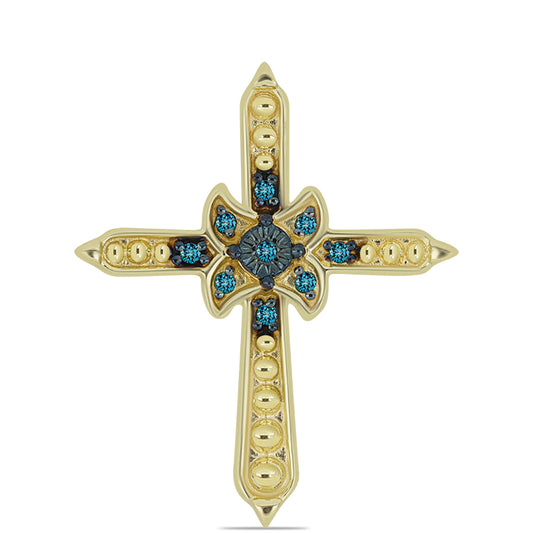 Goldplattierter Silberanhänger mit blauem Diamant