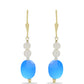 Goldplattierte Silberohrringe mit Aqua-Chalcedon und weißem Quarz