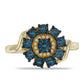Goldplattierter Silberring mit blauem Diamant