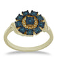 Goldplattierter Silberring mit blauem Diamant