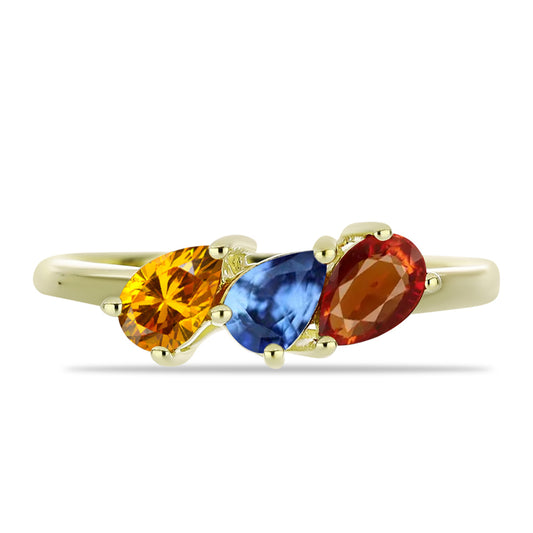 Goldplattierter Silberring mit regenbogenfarbenem Rosebery Saphir