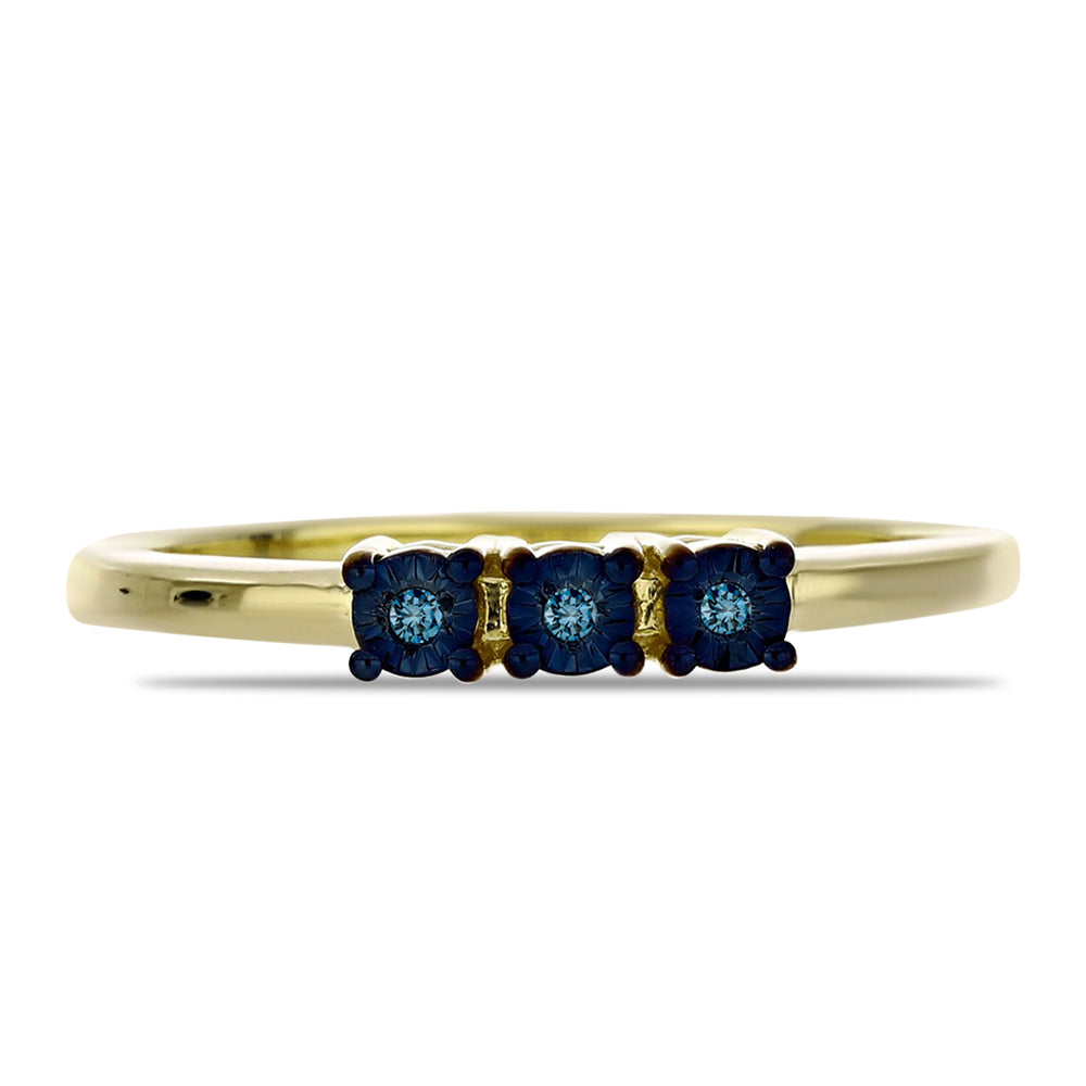 Goldplattierter Silberring mit blauem Diamant 1 