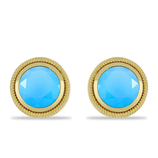 Goldplattierte Silberohrringe mit Aqua-Chalcedon