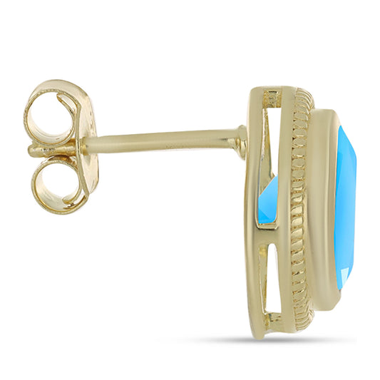 Goldplattierte Silberohrringe mit Aqua-Chalcedon