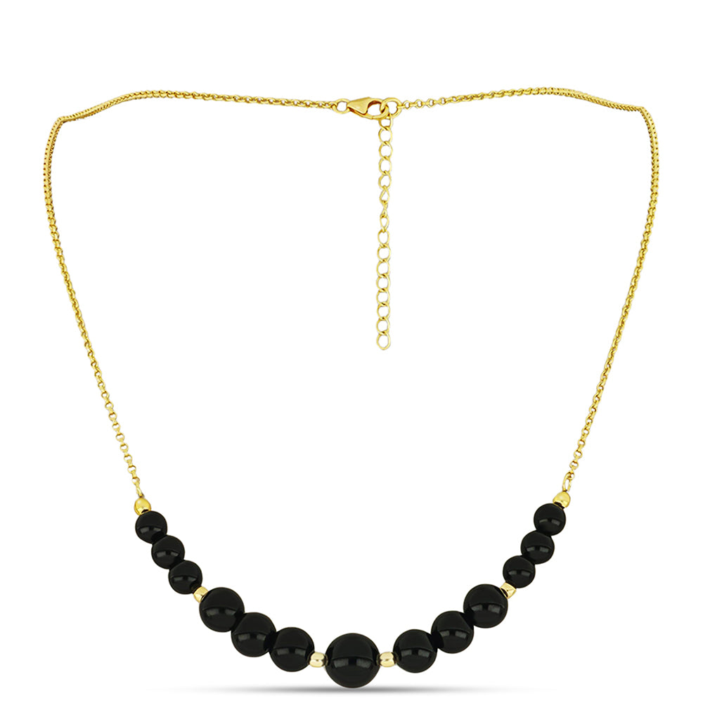 Goldplattierte Silberhalskette mit schwarzem Onyx aus Suwar 1 