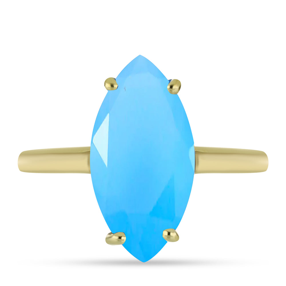 Goldplattierter Silberring mit Aqua-Chalcedon 1 