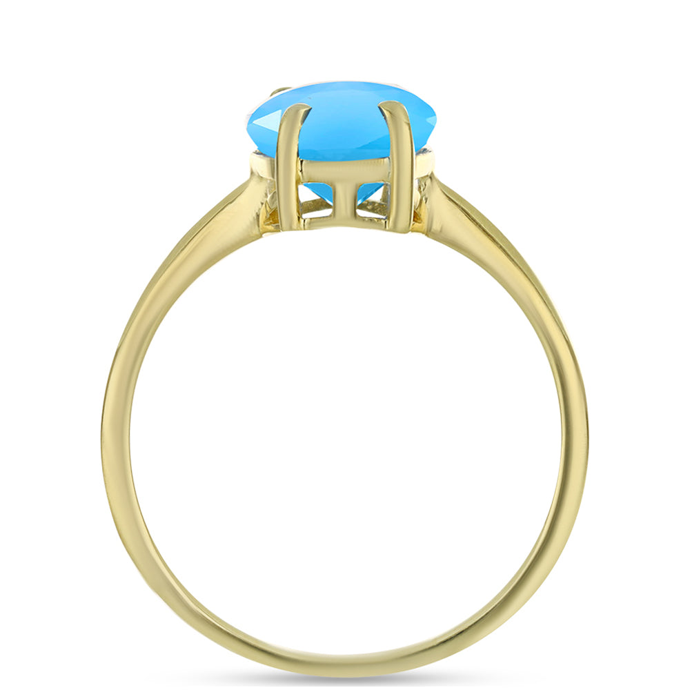 Goldplattierter Silberring mit Aqua-Chalcedon