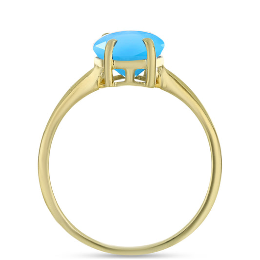 Goldplattierter Silberring mit Aqua-Chalcedon