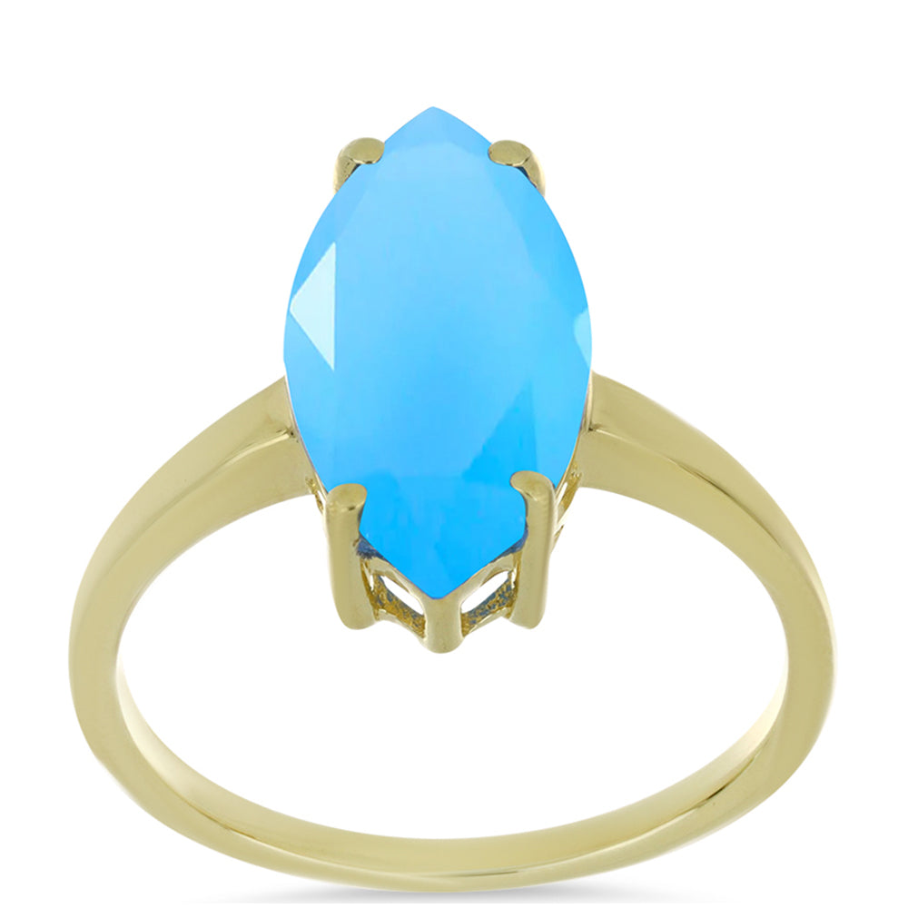 Goldplattierter Silberring mit Aqua-Chalcedon 3 