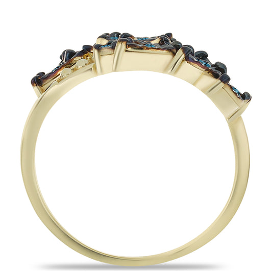 Goldplattierter Silberring mit blauem Diamant