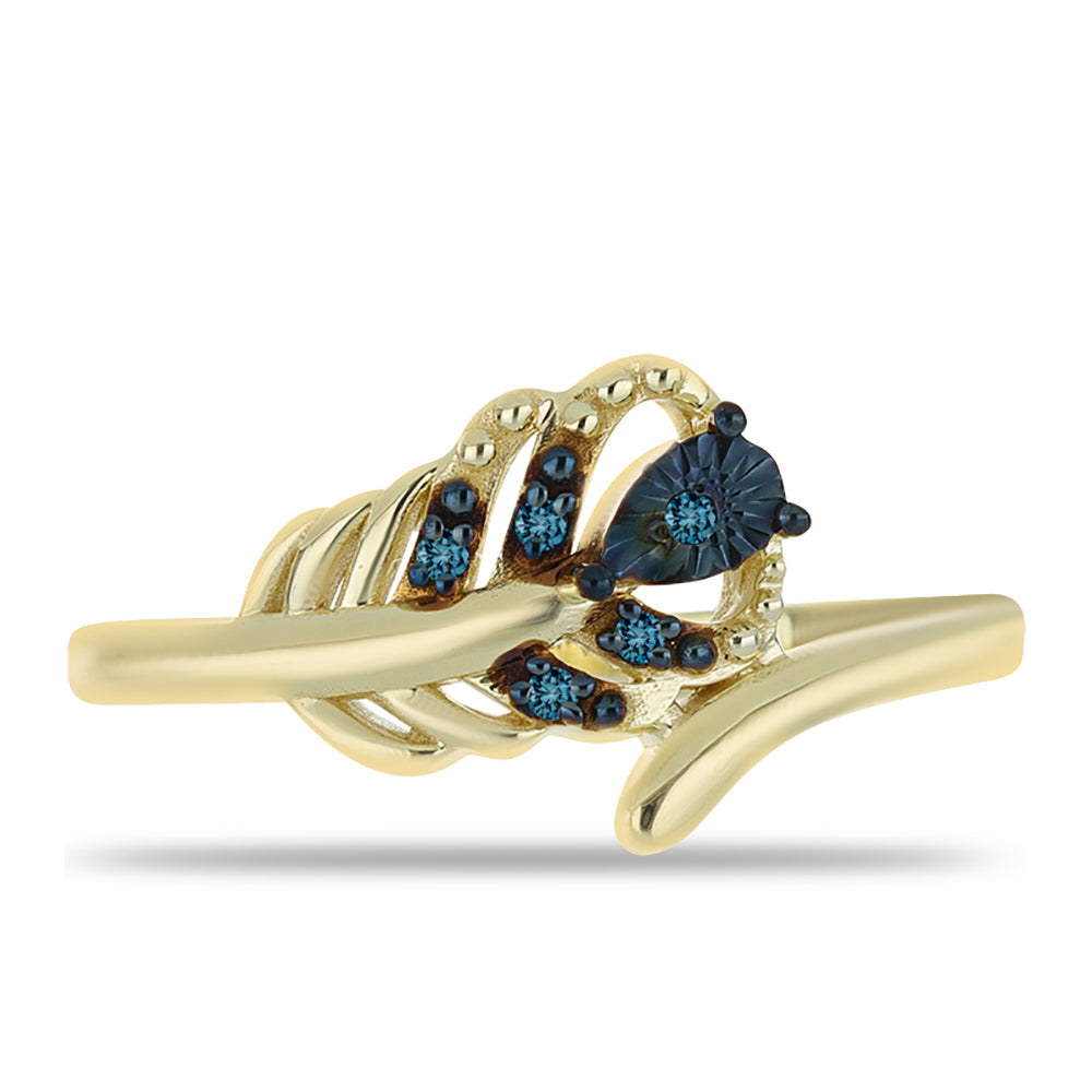 Goldplattierter Silberring mit blauem Diamant 1 