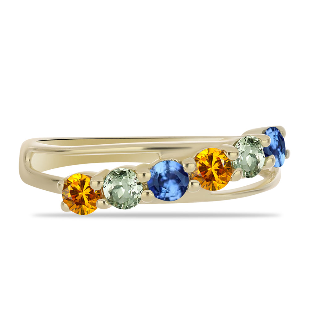 Goldplattierter Silberring mit regenbogenfarbenem Rosebery Saphir 1 