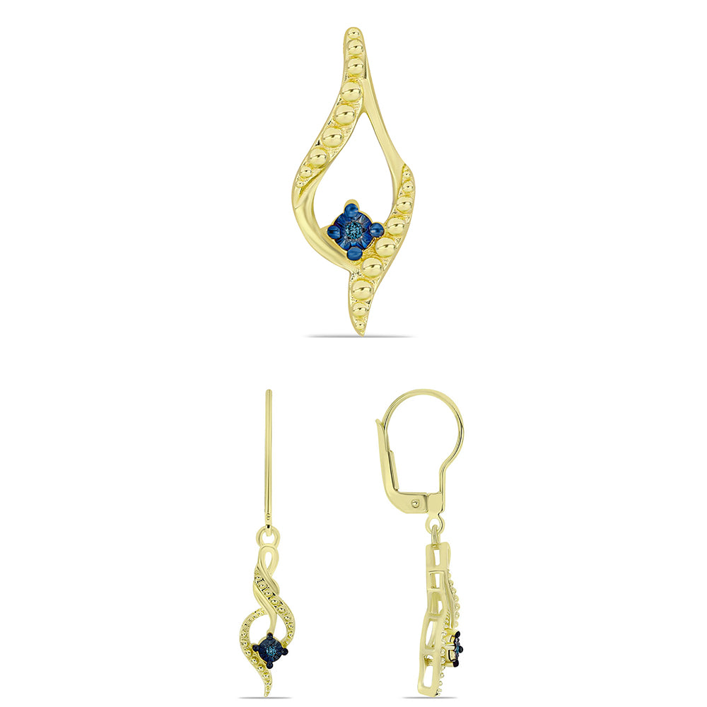 schmuckgarnitur aus Goldplattierte Silber mit blauem Diamant