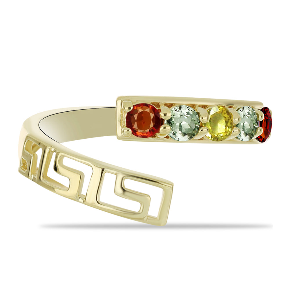 Goldplattierter Silberring mit regenbogenfarbenem Rosebery Saphir 1 