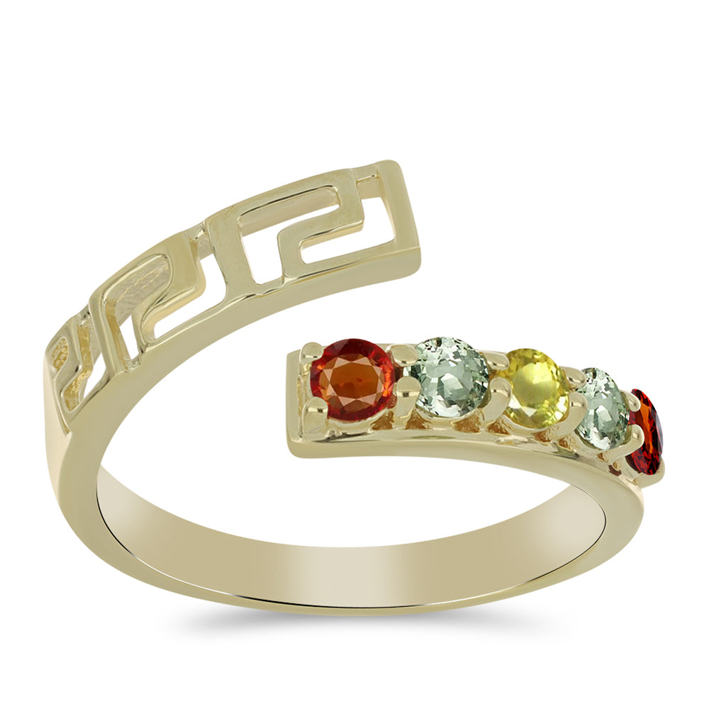 Goldplattierter Silberring mit regenbogenfarbenem Rosebery Saphir 3 