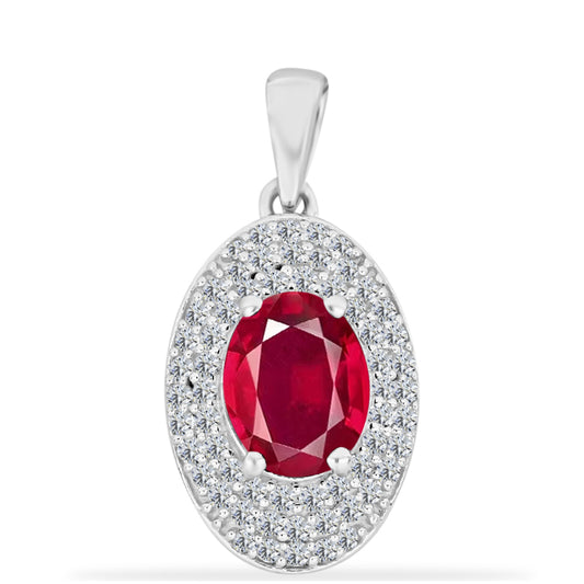 Silberanhänger mit Rubin aus Madagaskar und weißem Diamant