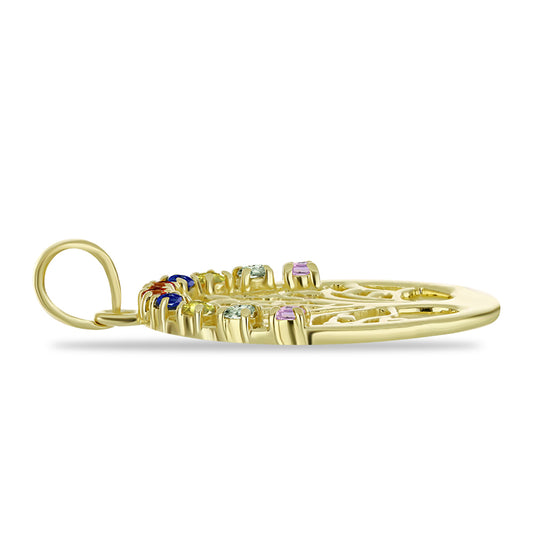 Goldplattierter Silberanhänger mit regenbogenfarbenem Rosebery Saphir