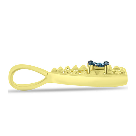 Goldplattierter Silberanhänger mit blauem Diamant