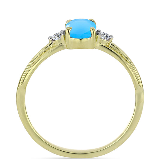 Goldplattierter Silberring mit Aqua-Chalcedon und weißem Topas