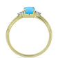 Goldplattierter Silberring mit Aqua-Chalcedon und weißem Topas