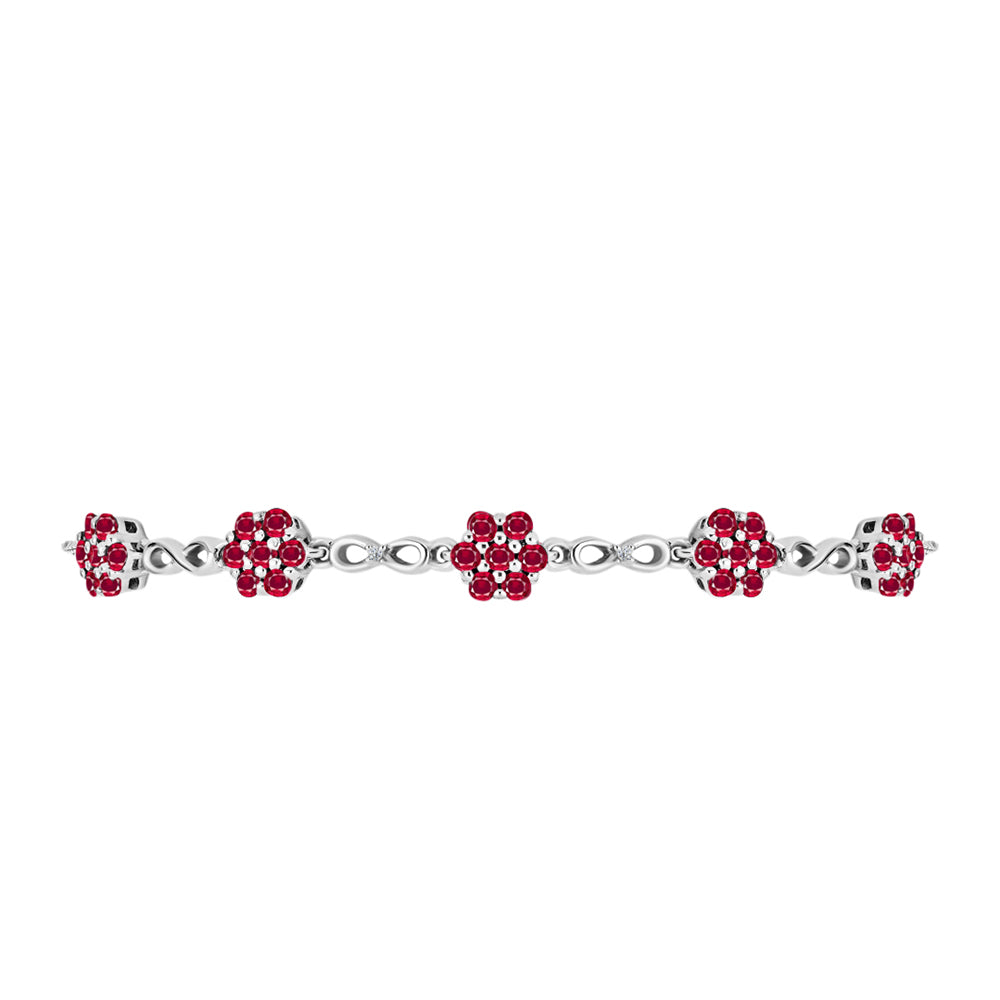 Silberarmband mit Rubin aus Madagaskar und weißem Diamant 2 