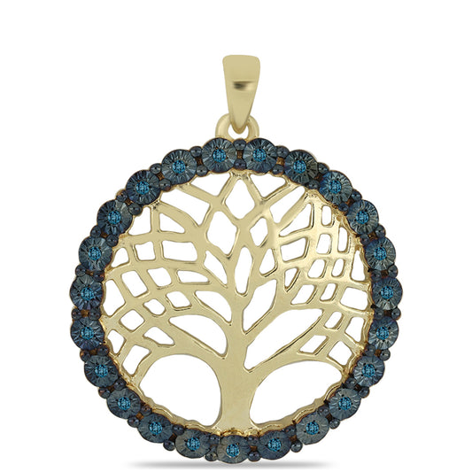 Goldplattierter Silberanhänger mit blauem Diamant