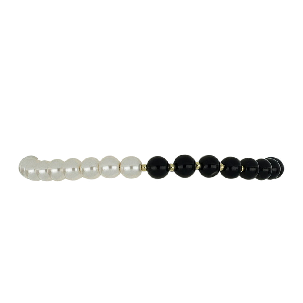 Goldplattiertes Silberarmband mit schwarzem Onyx aus Suwar und weißer Süßwasserperle 2 