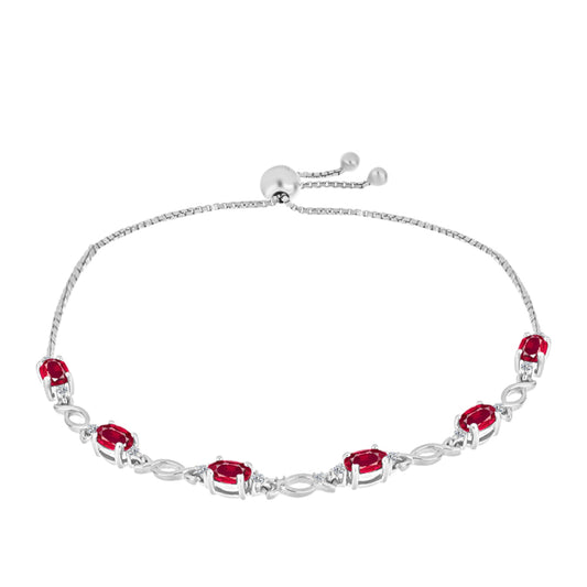 Silberarmband mit Rubin aus Madagaskar und weißem Diamant