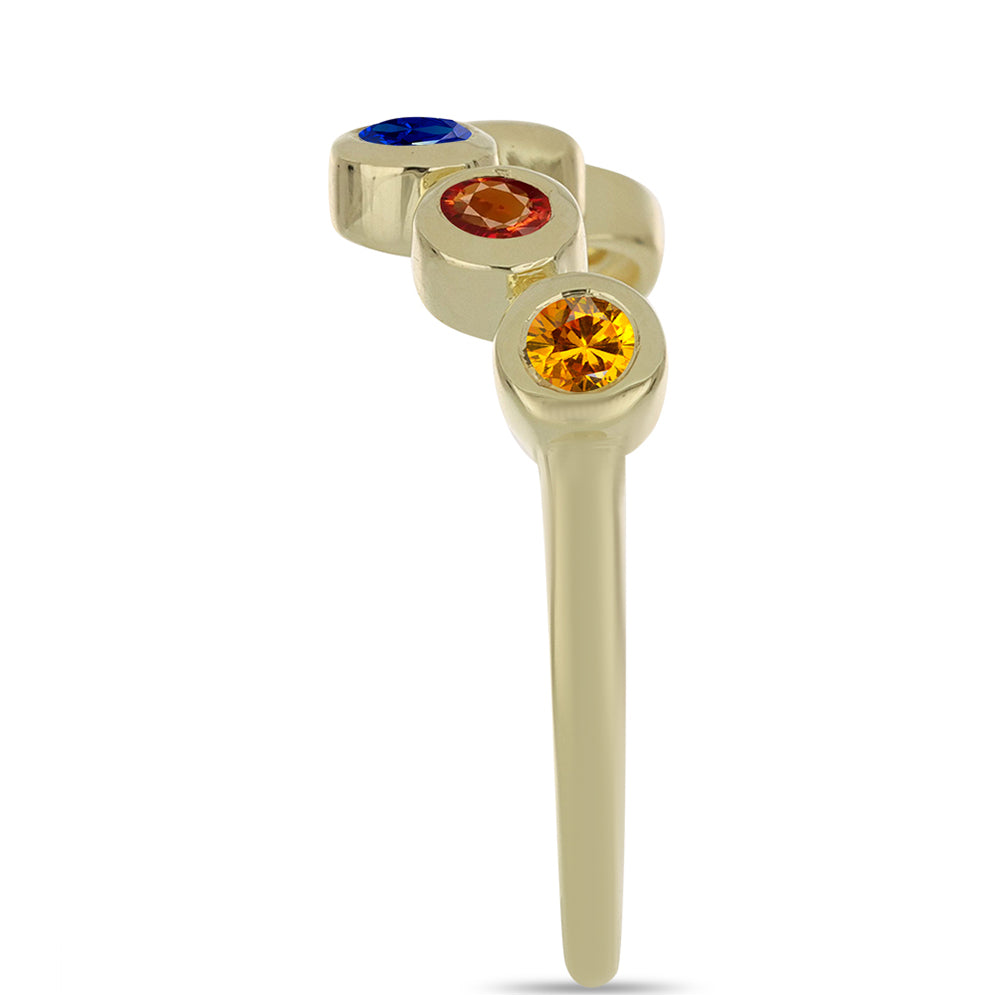 Goldplattierter Silberring mit regenbogenfarbenem Rosebery Saphir 4 