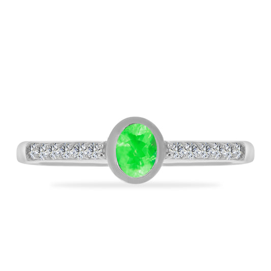 Silberring mit Hyalit-Opal und weißem Topas