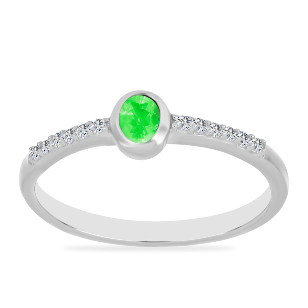 Silberring mit Hyalit-Opal und weißem Topas