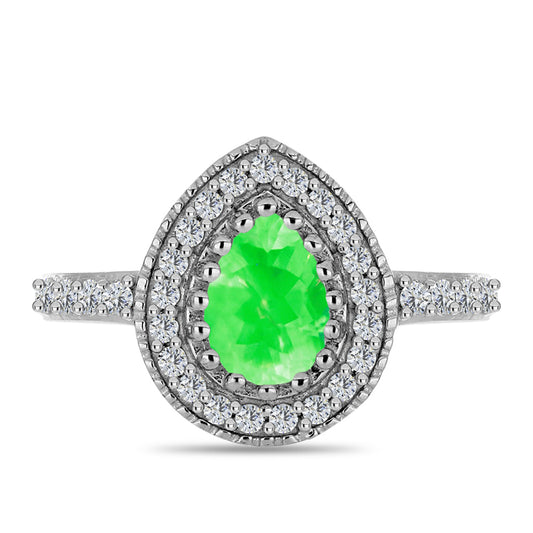 Silberring mit Hyalit-Opal und weißem Topas