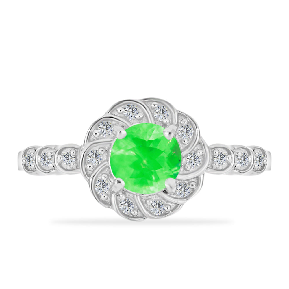 Silberring mit Hyalit-Opal und weißem Topas