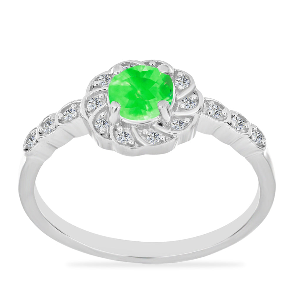 Silberring mit Hyalit-Opal und weißem Topas