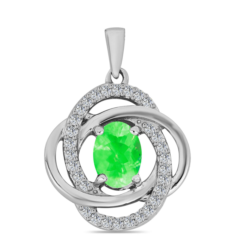 Silberanhänger mit Hyalit-Opal und weißem Topas