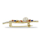 Goldplattierte Silberbrosche mit regenbogenfarbenem Rosebery Saphir